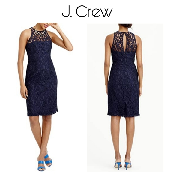 J. Crew Dresses & Skirts - J. CREW Pamela Dress in Leavers Lace,  Navy Blue